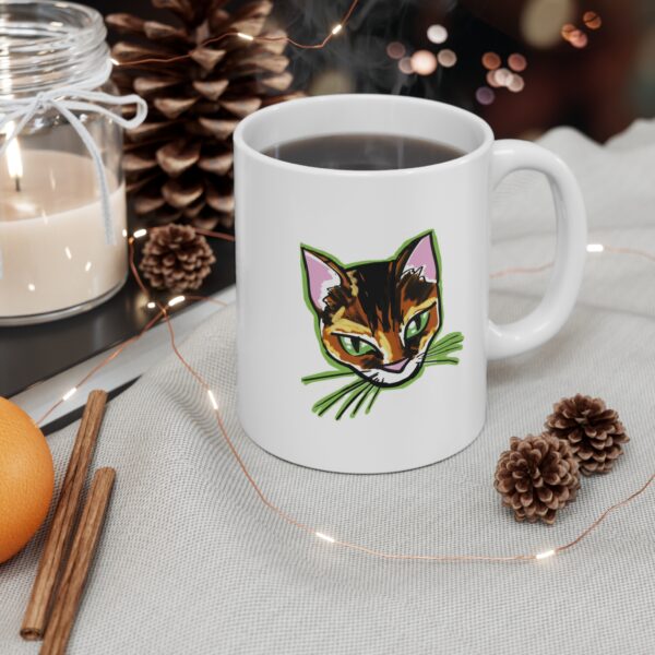 I Love Coffe, Cats & Mashups Tibby Emote Mug 11oz - Image 4